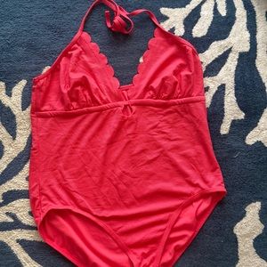 One Piece Swim Scalloped Top*